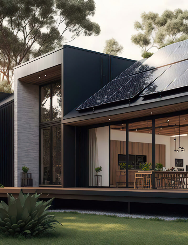 An example of a solar powered house using using renewable energy services like Energy Storage Systems.