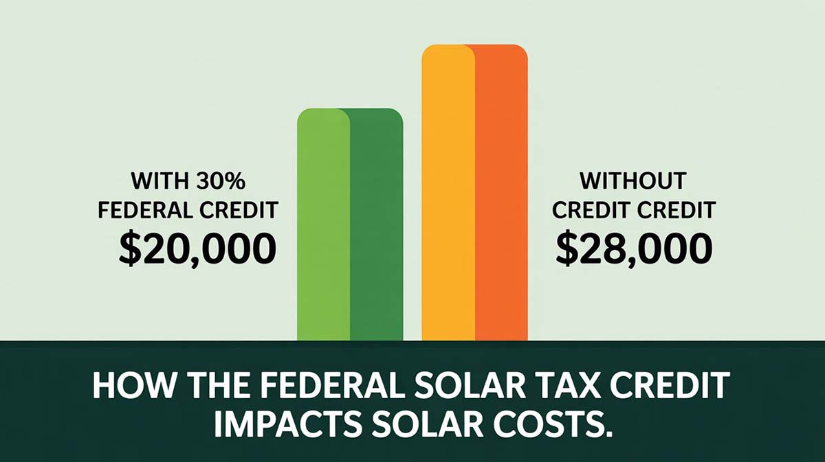 Bar chart comparing solar costs with and without the Federal Solar Tax Credit Ends in 2025