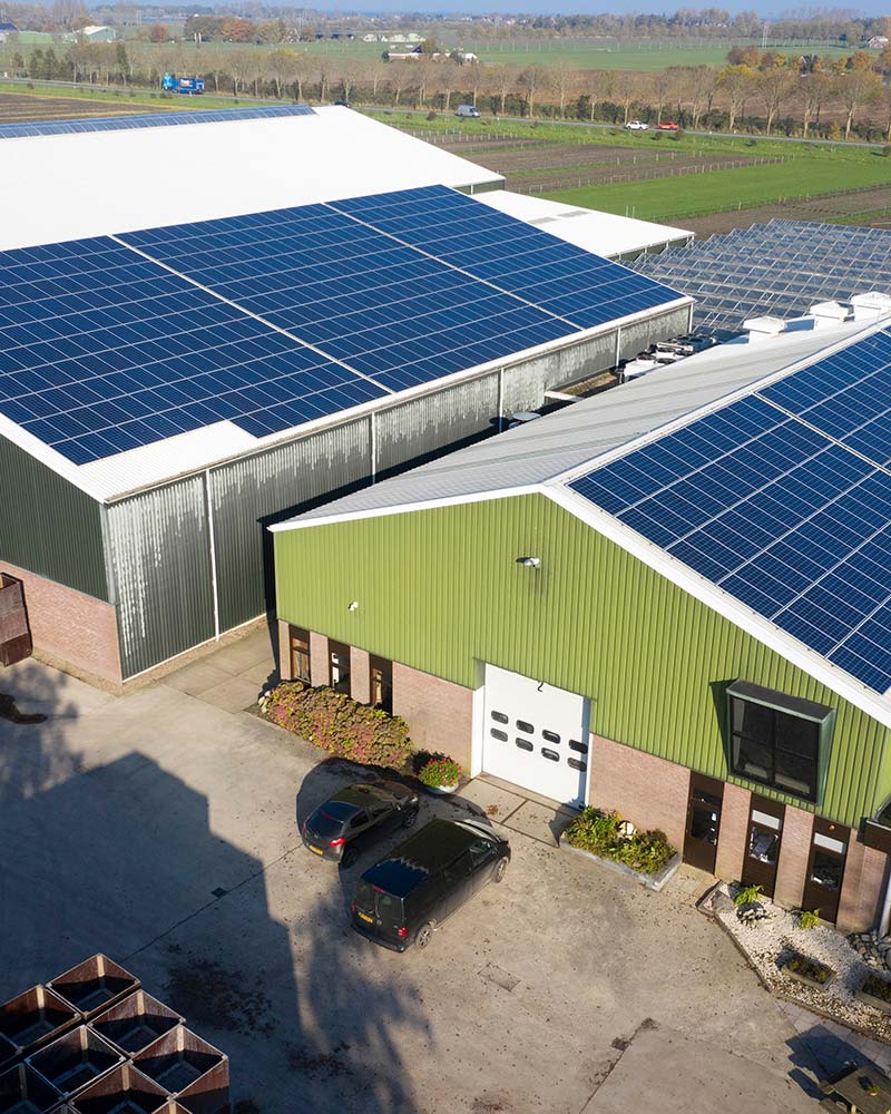 Example of high-capacity rooftop solar panels installed for commercial operations in Greenfield, MA.