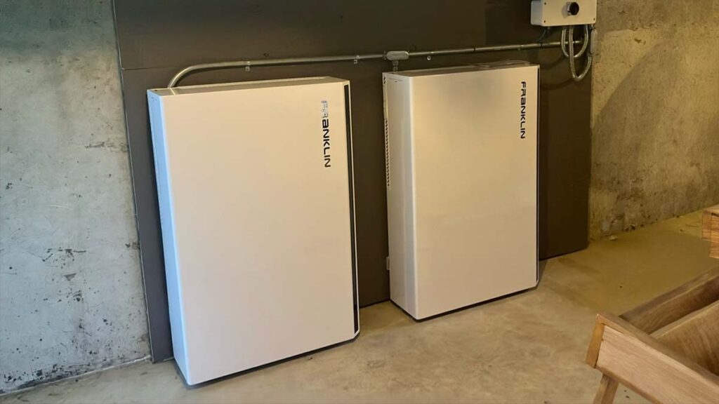 Home battery backup units installed in a Southern Vermont basement for storm resilience