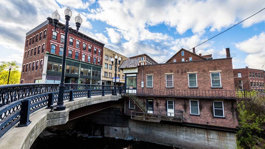 View of downtown brattleboro from the river
