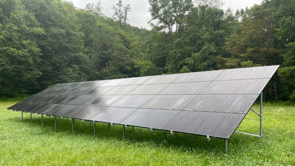 ground mount solar array on a ruural farm in Vermont