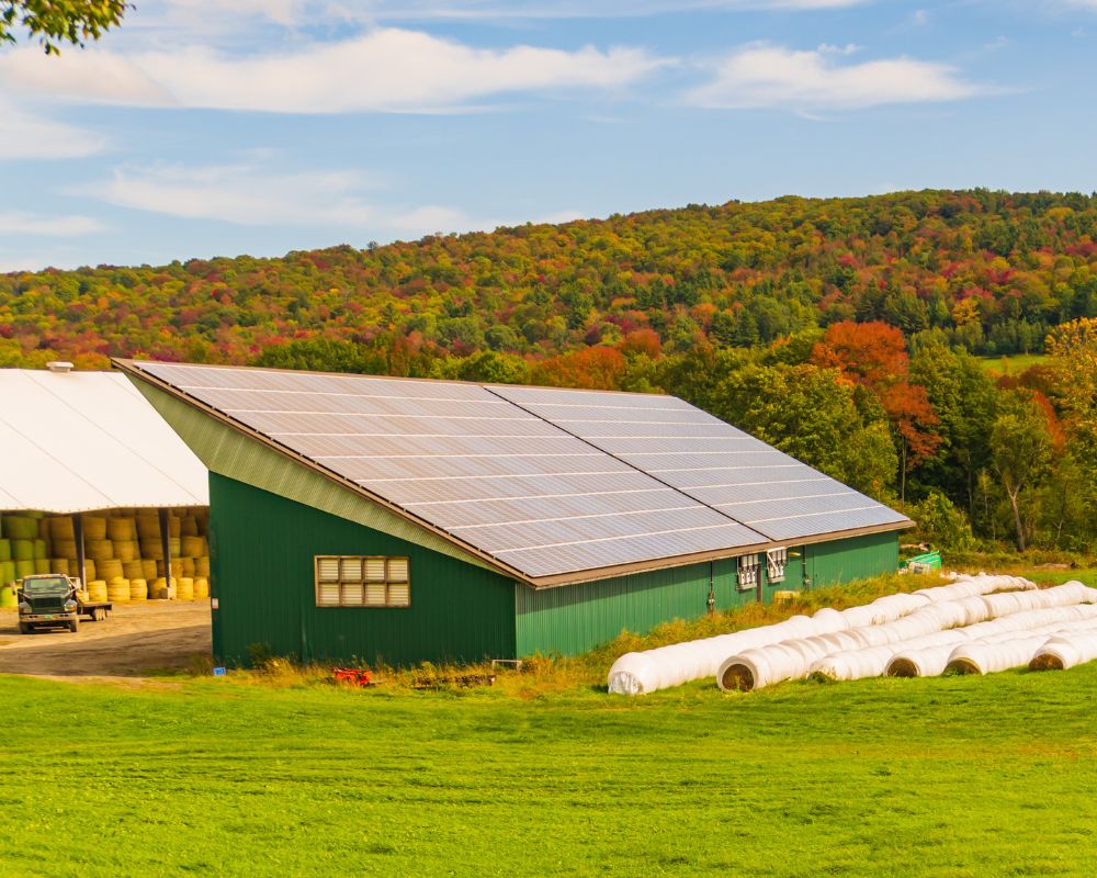 Hay barn in Vermont with full solar array